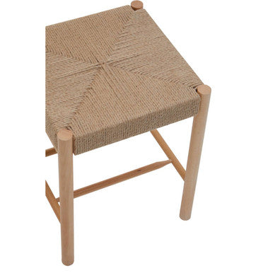 Orsina Bandar Natural Rope and Beechwood Stool – Handwoven Counter Seat