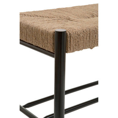 Orsina Bandar Small Bench – Natural Woven Rope and Black Beech Wood