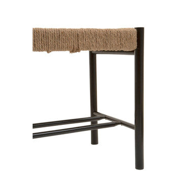 Orsina Bandar Small Bench – Natural Woven Rope and Black Beech Wood