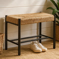 Orsina Bandar Small Bench – Natural Woven Rope and Black Beech Wood
