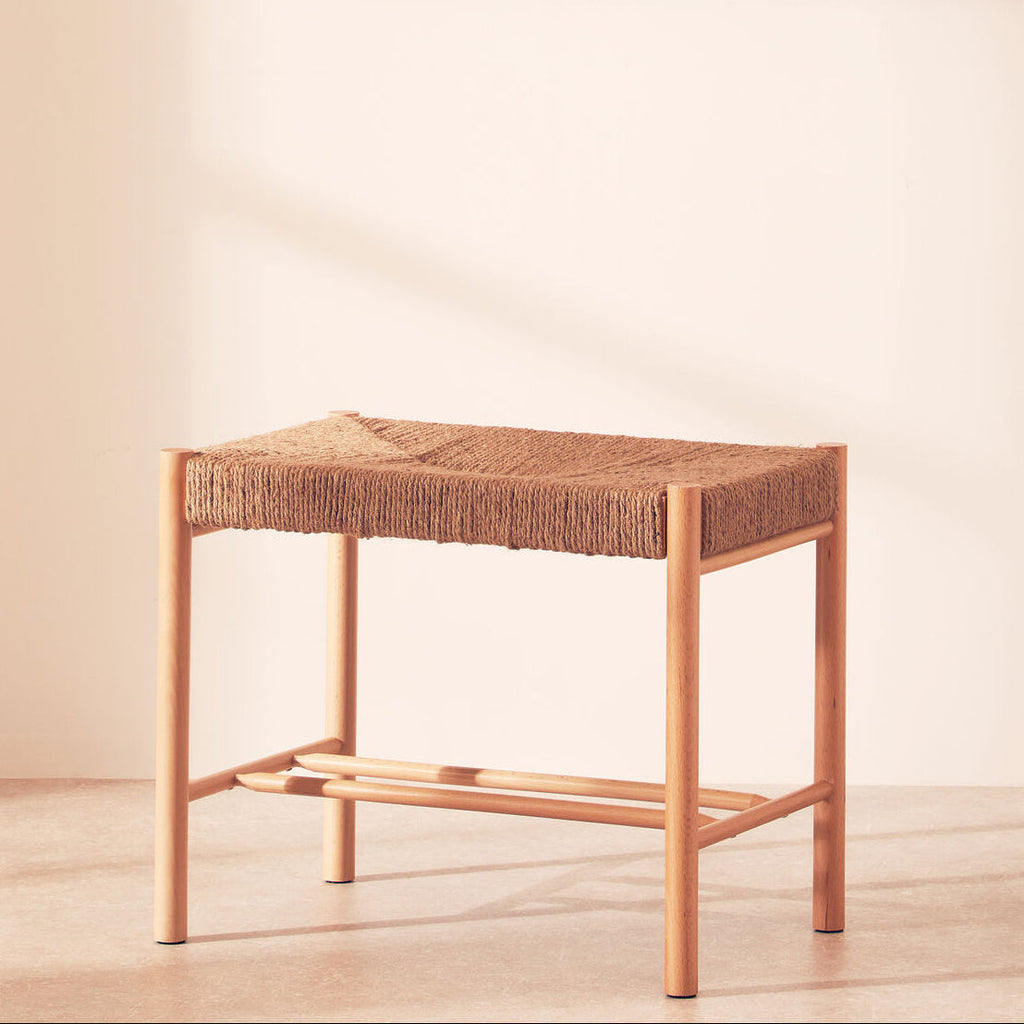 Orsina Bandar Small Bench – Handwoven Hemp and Solid Beech Wood