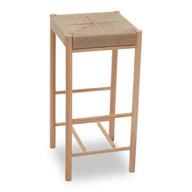 Orsina Bandar Natural Rope Weave Bar Stool | Handwoven Beech Wood