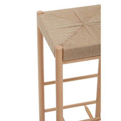 Orsina Bandar Natural Rope Weave Bar Stool | Handwoven Beech Wood