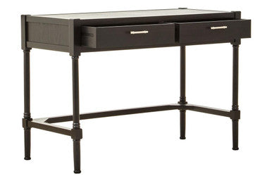 Orsina Heritage Black Writing Desk – Two Drawer Modern Home Office