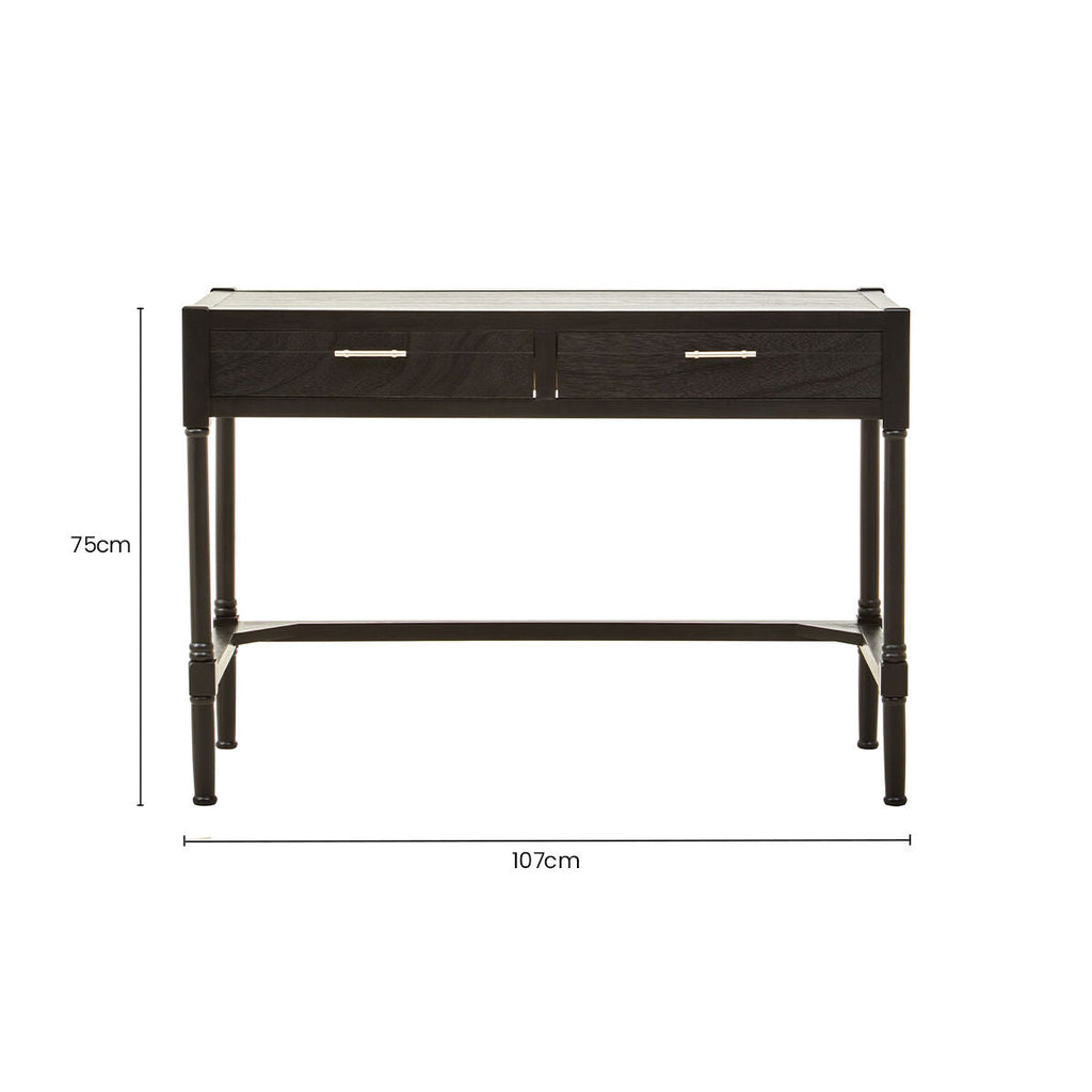 Orsina Heritage Black Writing Desk – Two Drawer Modern Home Office