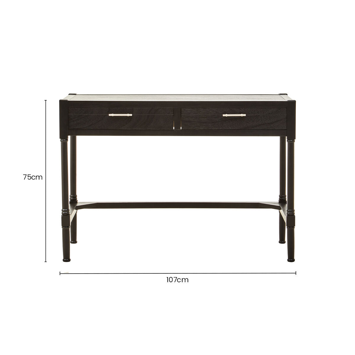 Orsina Heritage Black Writing Desk – Two Drawer Modern Home Office