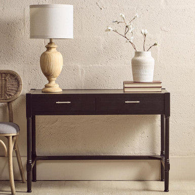Orsina Heritage Black Writing Desk – Two Drawer Modern Home Office