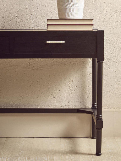 Orsina Heritage Black Writing Desk – Two Drawer Modern Home Office
