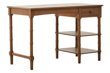 Orsina Heritage Brown Pine Wood Console Table with Drawer and Shelves