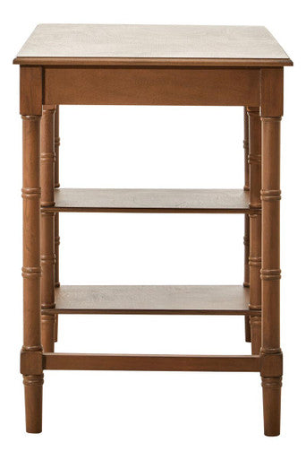 Orsina Heritage Brown Pine Wood Console Table with Drawer and Shelves
