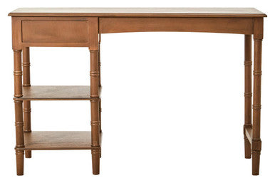 Orsina Heritage Brown Pine Wood Console Table with Drawer and Shelves