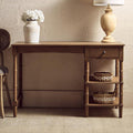 Orsina Heritage Brown Pine Wood Console Table with Drawer and Shelves