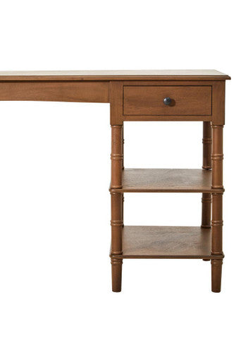 Orsina Heritage Brown Pine Wood Console Table with Drawer and Shelves