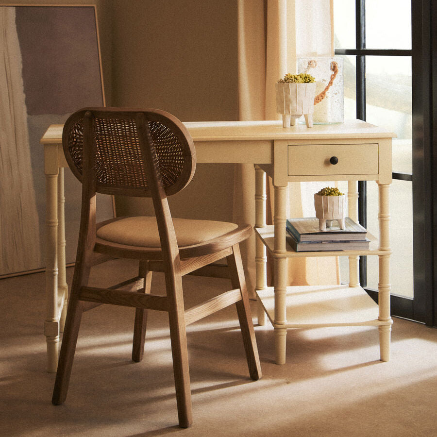 Orsina Heritage Ivory Writing Desk with Drawer and Storage Shelves