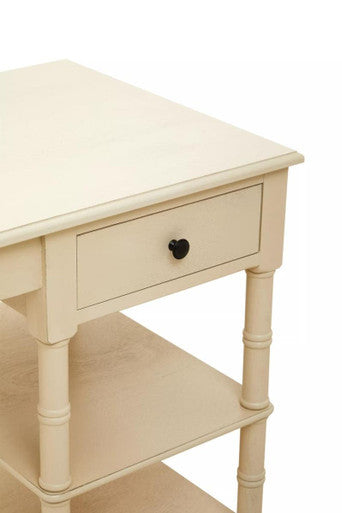 Orsina Heritage Ivory Writing Desk with Drawer and Storage Shelves