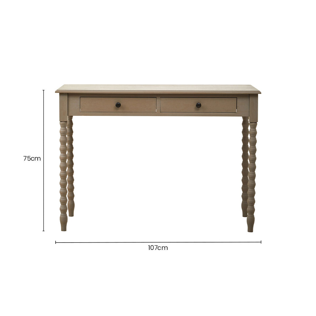 Orsina Heritage Pine Wood Writing Desk | Two Drawer Natural Wash