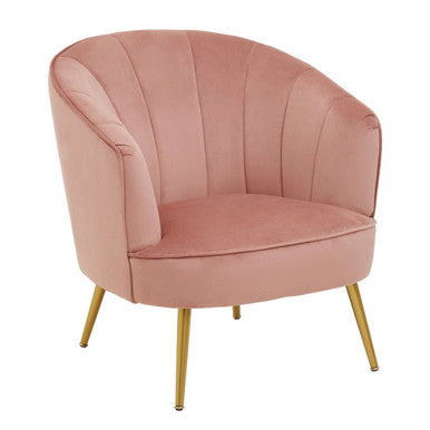 Orsina Yolanda Pink Velvet Accent Chair with Gold Legs | Modern Seating