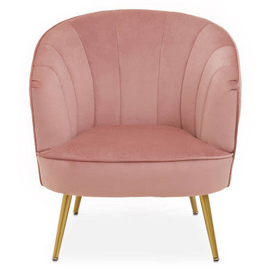 Orsina Yolanda Pink Velvet Accent Chair with Gold Legs | Modern Seating