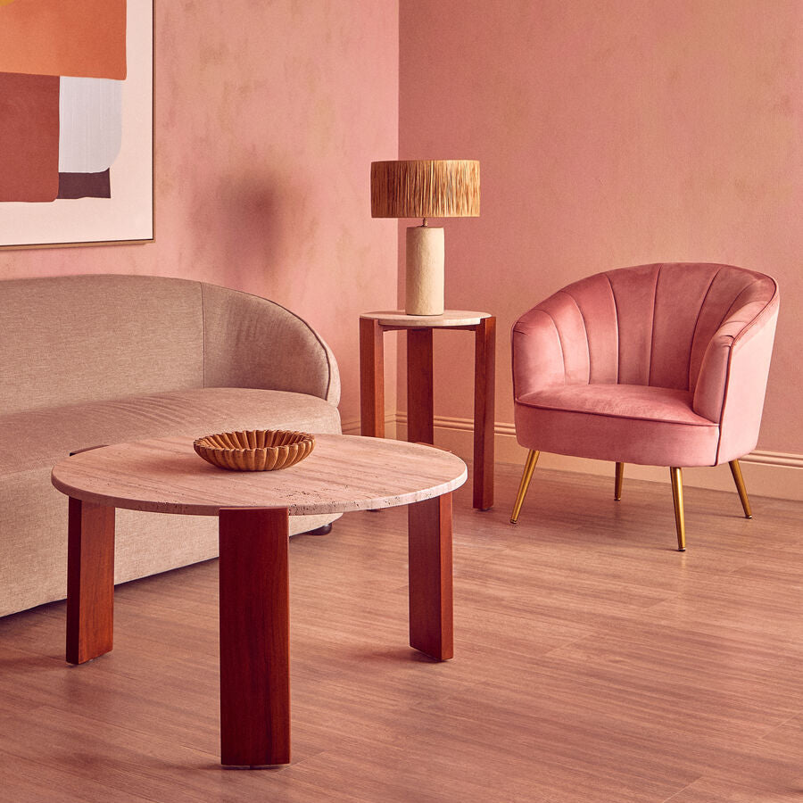 Orsina Yolanda Pink Velvet Accent Chair with Gold Legs | Modern Seating