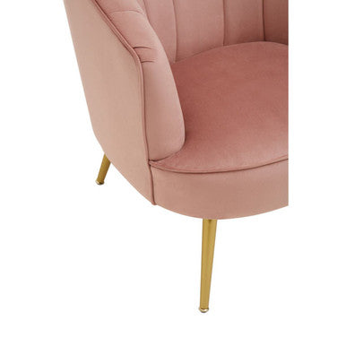 Orsina Yolanda Pink Velvet Accent Chair with Gold Legs | Modern Seating