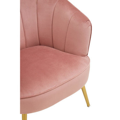 Orsina Yolanda Pink Velvet Accent Chair with Gold Legs | Modern Seating