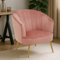 Orsina Yolanda Pink Velvet Accent Chair with Gold Legs | Modern Seating