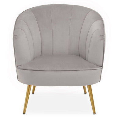 Orsina Yolanda Grey Velvet Accent Chair with Gold Legs | Modern Seating