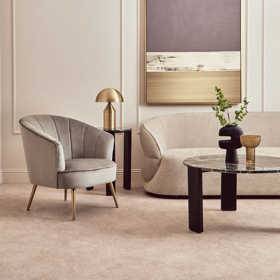 Orsina Yolanda Grey Velvet Accent Chair with Gold Legs | Modern Seating