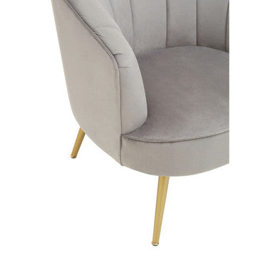 Orsina Yolanda Grey Velvet Accent Chair with Gold Legs | Modern Seating