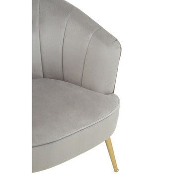 Orsina Yolanda Grey Velvet Accent Chair with Gold Legs | Modern Seating