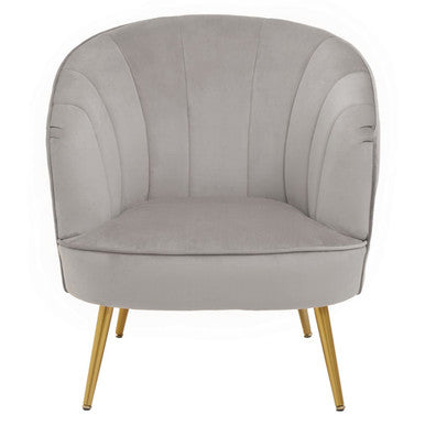 Orsina Yolanda Grey Velvet Accent Chair with Gold Legs | Modern Seating