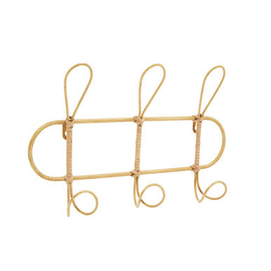 Orsina Mataram Rattan Wall Hanger – Three Hook Entryway Coat Rack