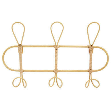 Orsina Mataram Rattan Wall Hanger – Three Hook Entryway Coat Rack