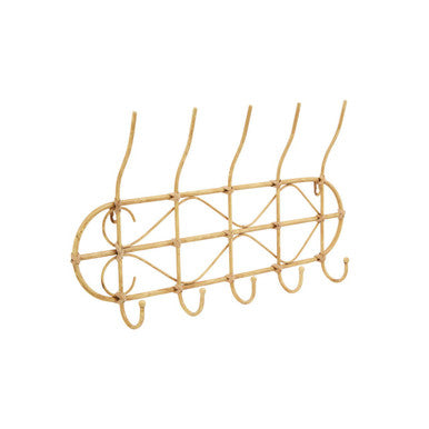 Orsina Mataram Natural Rattan Wall Coat Rack – Five Hook Entryway Hanger
