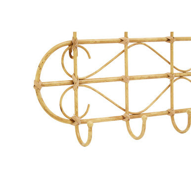 Orsina Mataram Natural Rattan Wall Coat Rack – Five Hook Entryway Hanger