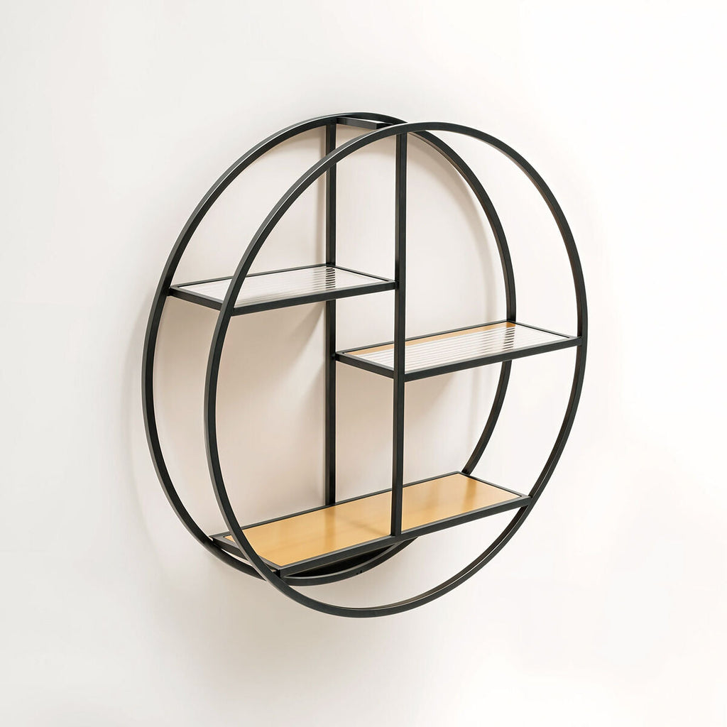 Orsina Mataram 3 Tier Round Metal Wall Shelf – Modern Floating Display