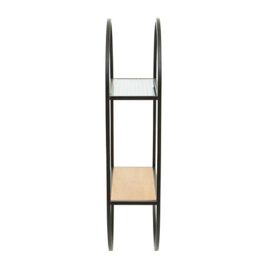 Orsina Mataram 2 Tier Wall Shelf – Modern Timber & Black Metal Display