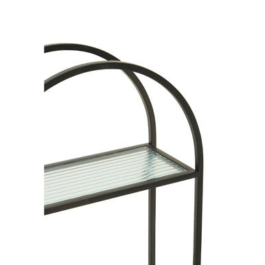 Orsina Mataram 2 Tier Wall Shelf – Modern Timber & Black Metal Display