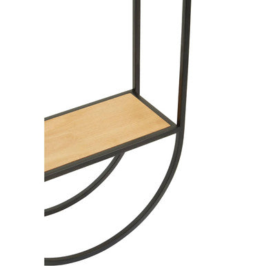 Orsina Mataram 2 Tier Wall Shelf – Modern Timber & Black Metal Display