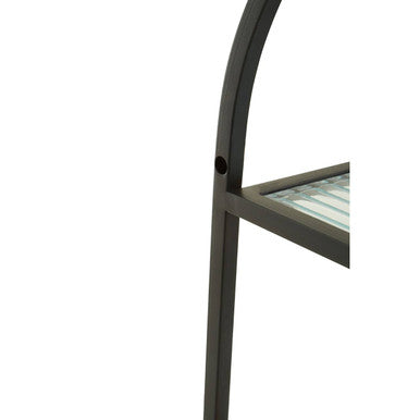 Orsina Mataram 2 Tier Wall Shelf – Modern Timber & Black Metal Display