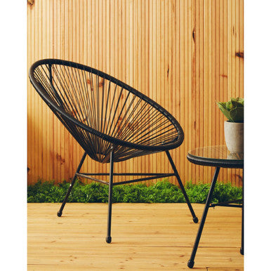 Orsina Miami Black Rattan 3-Piece Patio Set – Modern Bistro Furniture