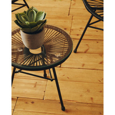 Orsina Miami Black Rattan 3-Piece Patio Set – Modern Bistro Furniture
