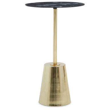 Orsina Avola Black Marble Effect Side Table with Gold Metal Base