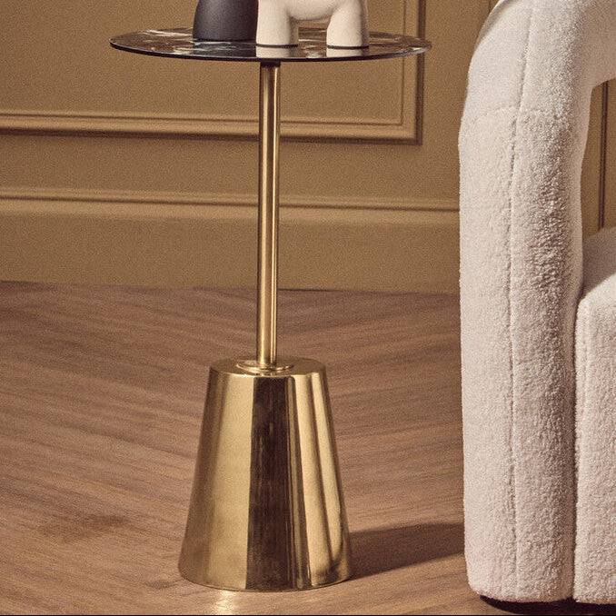 Orsina Avola Black Marble Effect Side Table with Gold Metal Base