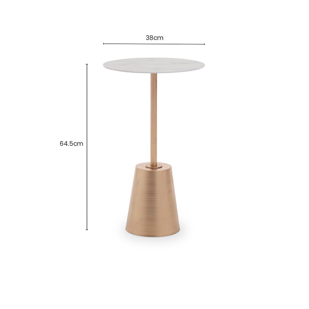 Orsina Avola Marble Effect Side Table with Gold Metal Base
