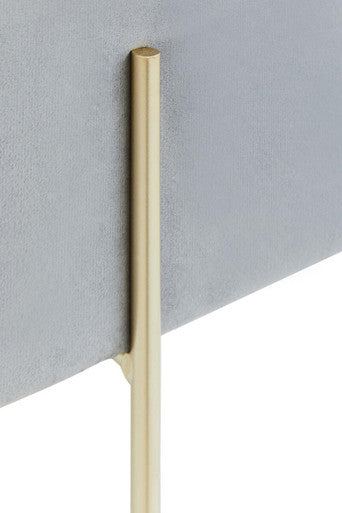Orsina Hayes Square Grey Velvet Stool | Gold Metal Frame Ottoman