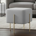 Orsina Hayes Square Grey Velvet Stool | Gold Metal Frame Ottoman