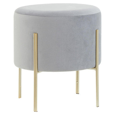 Orsina Hayes Round Grey Velvet Stool – Glam Vanity Ottoman Footrest