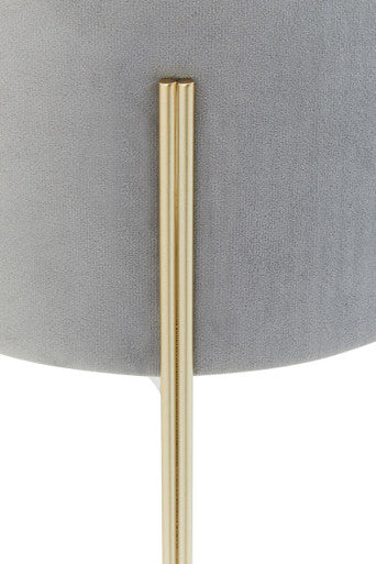 Orsina Hayes Round Grey Velvet Stool – Glam Vanity Ottoman Footrest