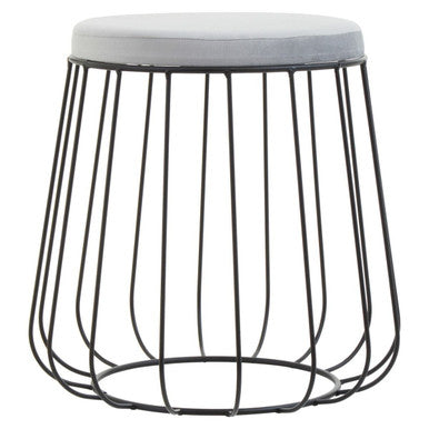 Orsina Hayes Grey Velvet Stool – Modern Tall Seating with Black Frame